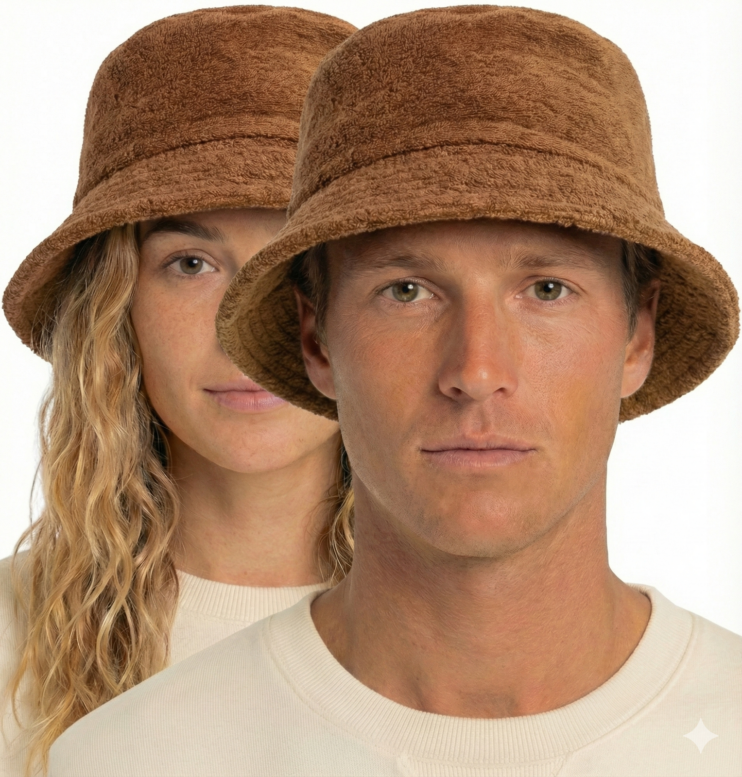100% Cotton Terry Towelling Bucket Hat Daggy Fishing Camping Lad Cap in Tan Brown